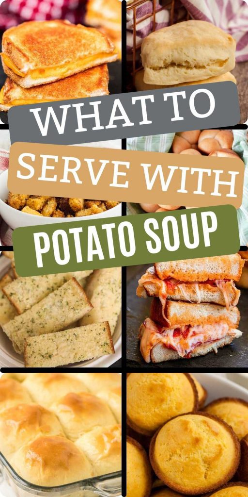 Check out what to Serve with Potato Soup!  There are more options to serve with potato soup than cheese, bacon and bread.  Check out our favorite sides to serve with your favorite potato soup recipe.  #eatingonadime #sideideas #potatosoupsides 
