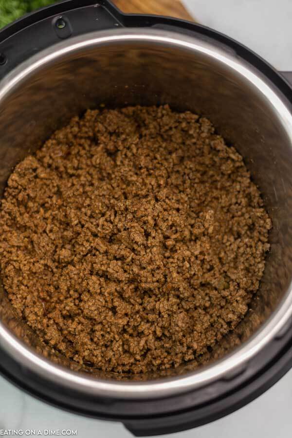 Cooked ground beef in pressure cooker. 