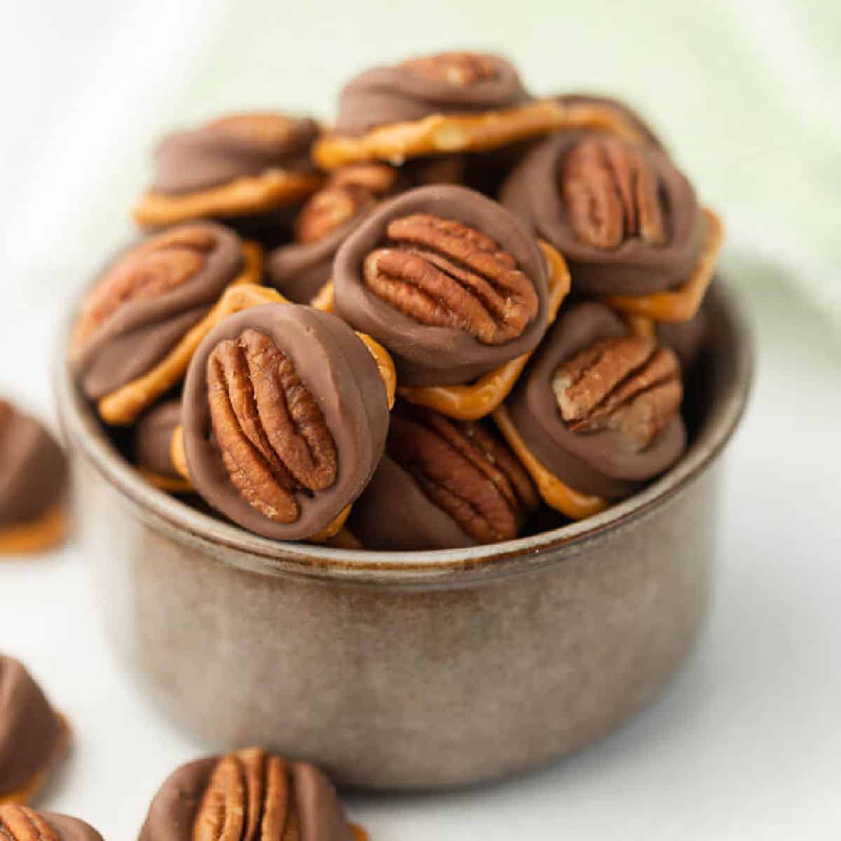 container of pretzel turtles