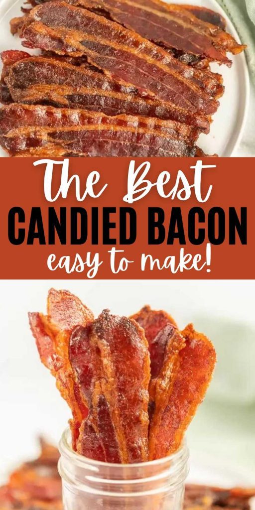You will love this easy candied bacon recipe. Easy caramelized bacon recipe is a crowd pleaser. Learn how to make Candied bacon in the oven with brown sugar.  Everyone loves this 3 ingredient candied bacon recipe.  #eatingonadime #appetizerrecipes #baconrecipes #easyrecipes 
