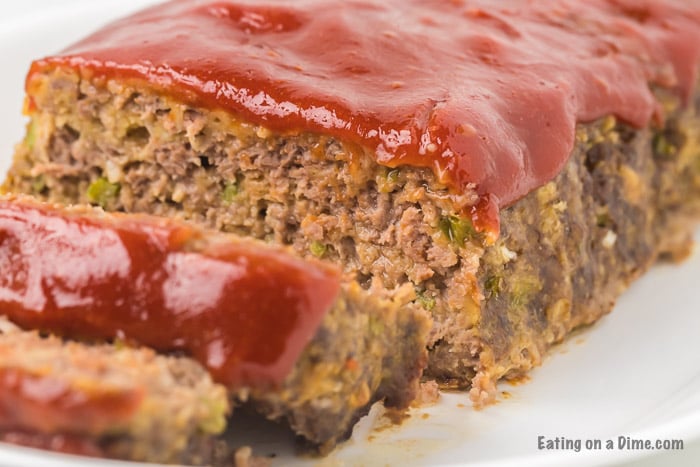 Close up image of meatloaf sliced.
