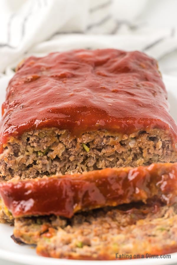 Close up image of meatloaf sliced. 