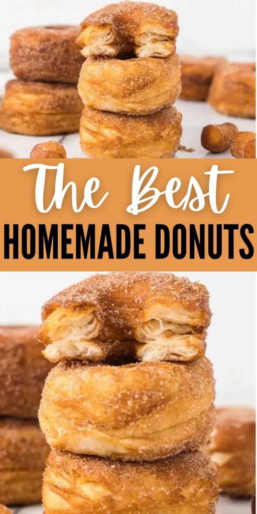 Homemade donuts are simple to make! You can make these easy homemade donuts with a can of biscuits! Learn how to make homemade fried donuts that are delicious too. You only need 4 ingredients to make this super easy breakfast recipe.  #eatingondime #donuts #breakfastrecipes #easybreakfastideas 
