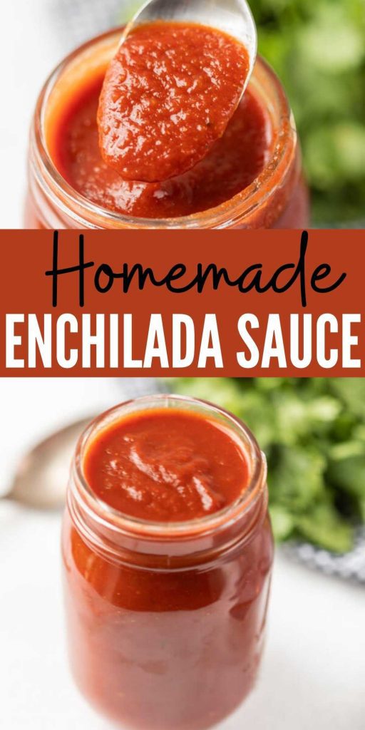 Easy enchilada sauce uses simple ingredients and is ready in under 15 minutes! This homemade enchilada sauce recipe is perfect for all your enchilada recipes.  You’l love this authentic red enchilada sauce recipe from scratch.  It’s easy to make and better than store bought too!  #eatingonadime #mexicanrecipes #homemadesauces #easyrecipes 
