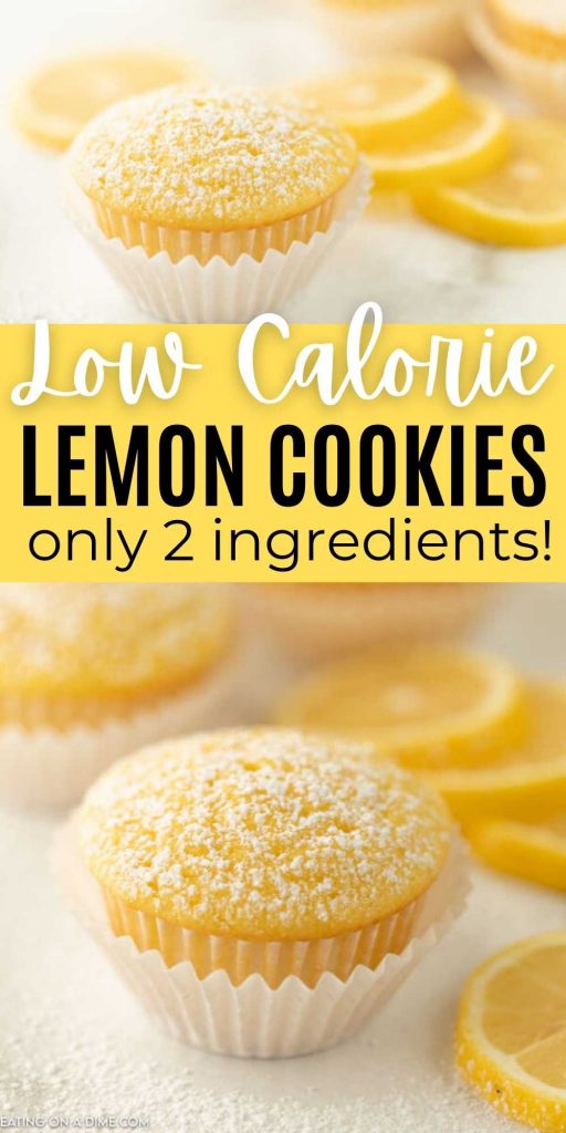Low calorie lemon cupcakes are the perfect treat. You will love these easy skinny cupcakes recipe. You can enjoy this yummy treat without guilt. You will love these easy lemon cupcakes from box cake that only takes 2 ingredients to make but taste amazing too! #eatingonadime #lemondesserts #easydesserts #lowcaloriedesserts #cupcakes 

