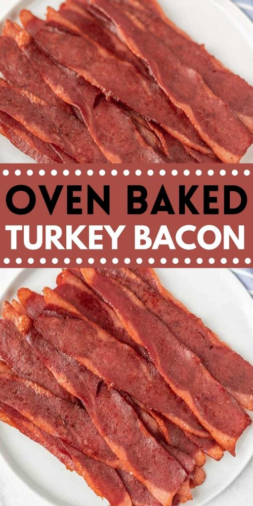 Learn how to bake turkey bacon in the oven.  It’s crispy every time. Check out how to make perfect turkey bacon in the oven.  The bacon is crispy and perfect every time.  #eatingonadime #baconrecipes #turkeybacon #breakfastrecipes 