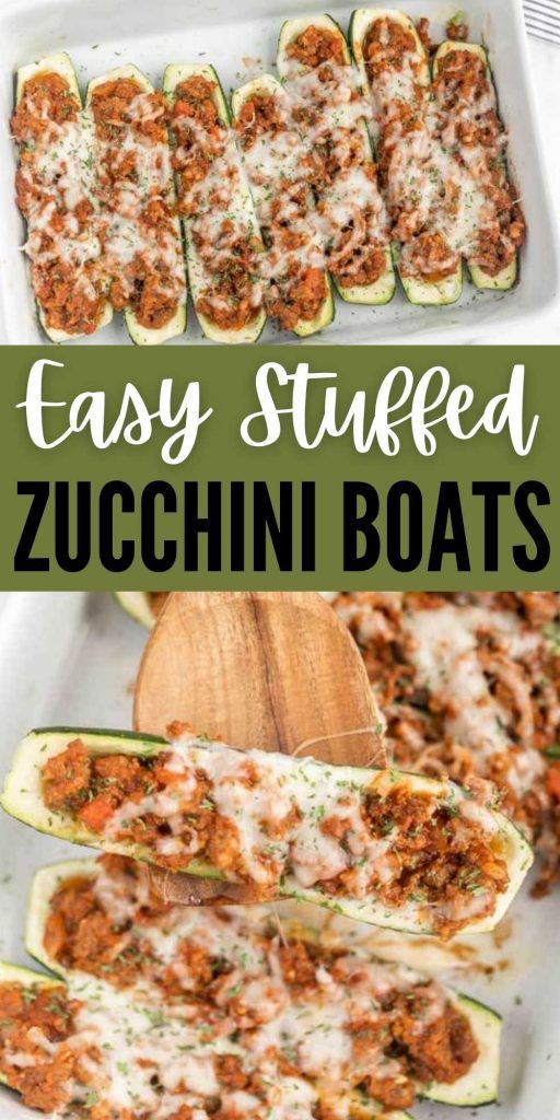 Italian Stuffed Zucchini Boats are filled with a flavorful ground Italian Sausage and a homemade marinara sauce mixture and topped with mozzarella. Everyone loves these healthy zucchini boats with sausage.  These stuffed zucchini boats are my favorite Keto and Low Carb dinner recipe.  #eatingonadime #ketorecipes #lowcarbrecipes #zucchinirecipes 
