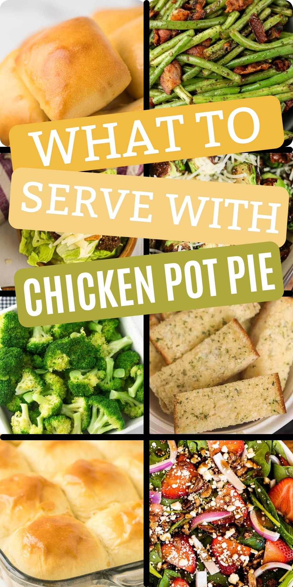 Here are the best side dishes to go with chicken pot pie! You’ll love these easy sides to serve with your favorite chicken pot pie recipe.  You’ll never know wonder what to serve with your favorite chicken pot pie recipe again!  #eatingonadime #sidedishes #chickenpotpie #sidedishrecipes 
