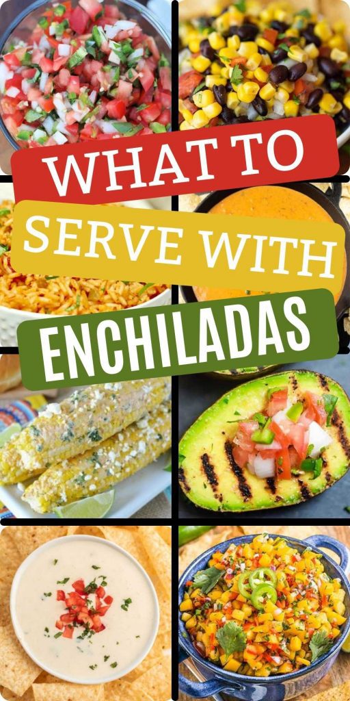 Here are the best side dishes to go perfectly with enchiladas! You’ll love these easy sides to serve with your favorite enchilada recipe.  You’ll never know wonder what to serve with beef enchiladas or chicken enchiladas again!  #eatingonadime #sidedishes #enchiladas #sidedishrecipes 
