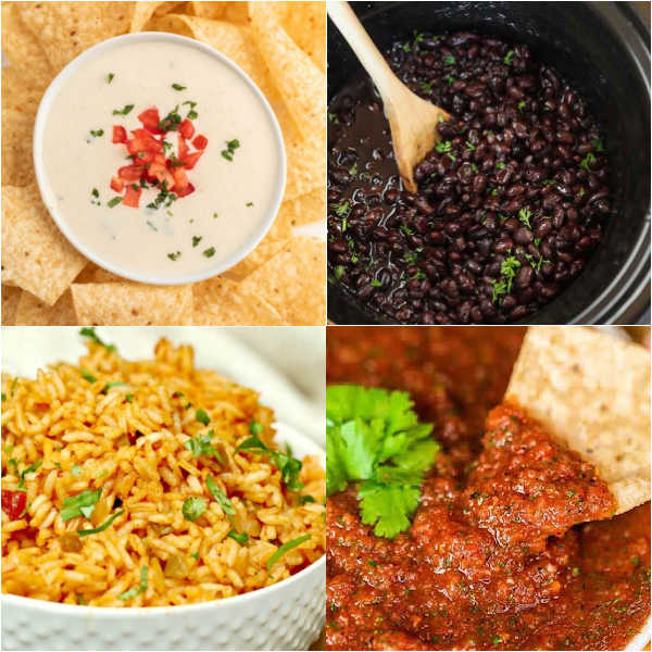 Check out what to serve with tacos.  These are our favorite easy side dishes to serve with our favorite taco recipes!  Check out our favorite side dish recipes!  #eatingonadime #sidedishrecipes #tacos #sidedishes 
