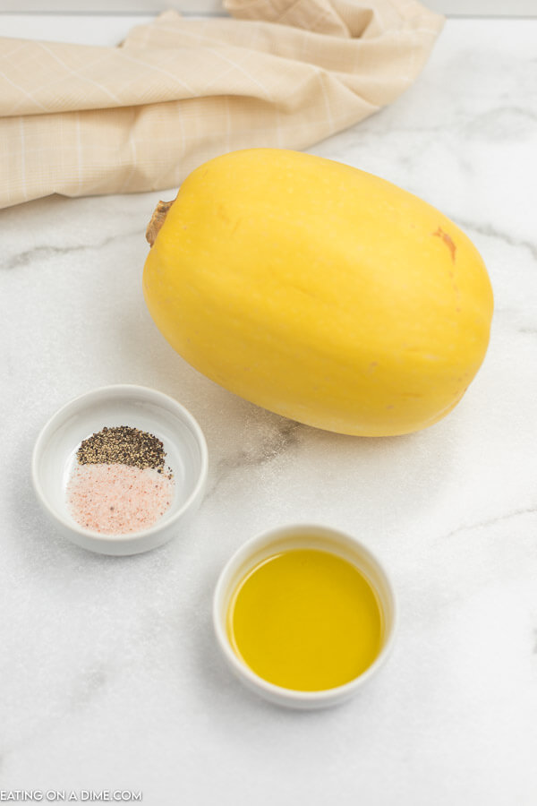 Ingredients needed - spaghetti squash, olive oil, salt and pepper