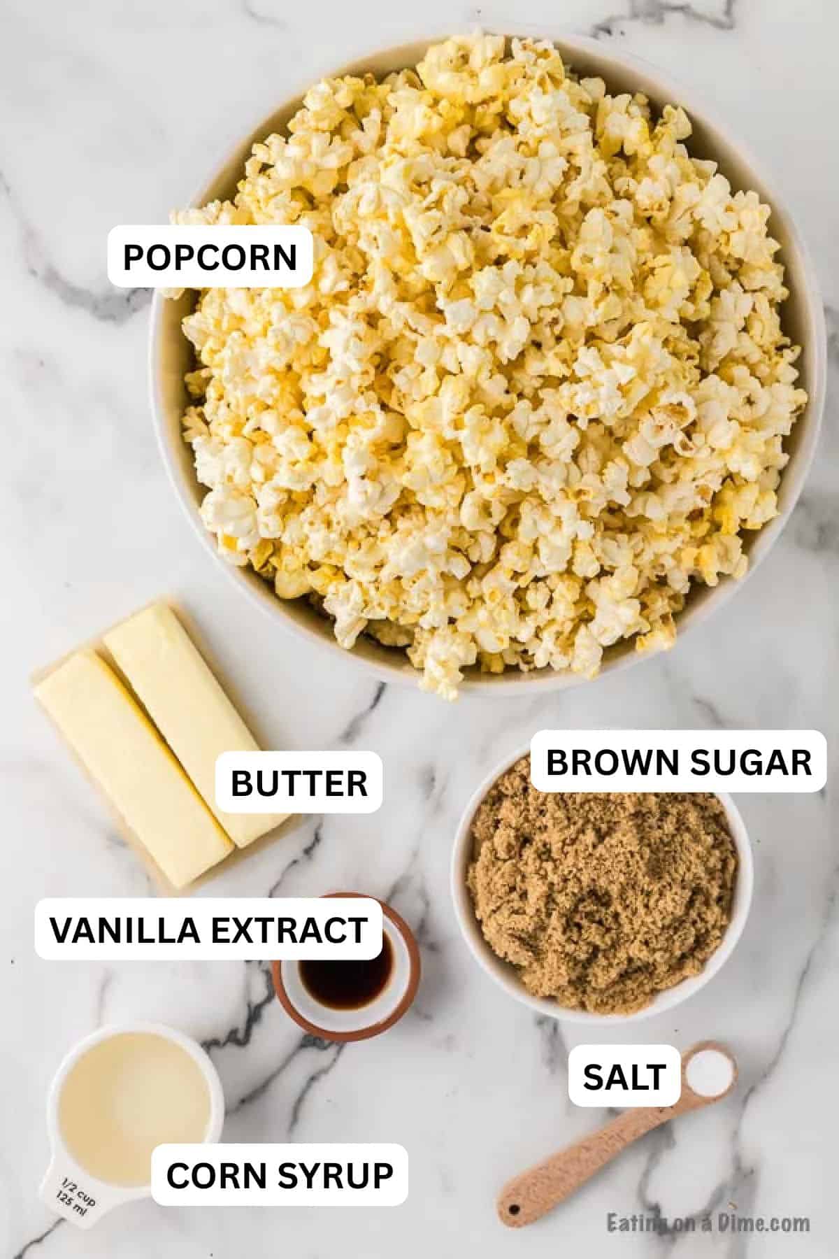 Learn how to make caramel popcorn at home with only a few ingredients. Once you know how to make homemade caramel popcorn recipe, you will make it all the time. It's simple and easy. The homemade caramel is amazing! Ingredients for recipe: popcorn, butter, brown sugar, corn syrup, salt, baking soda, vanilla extract, butter.