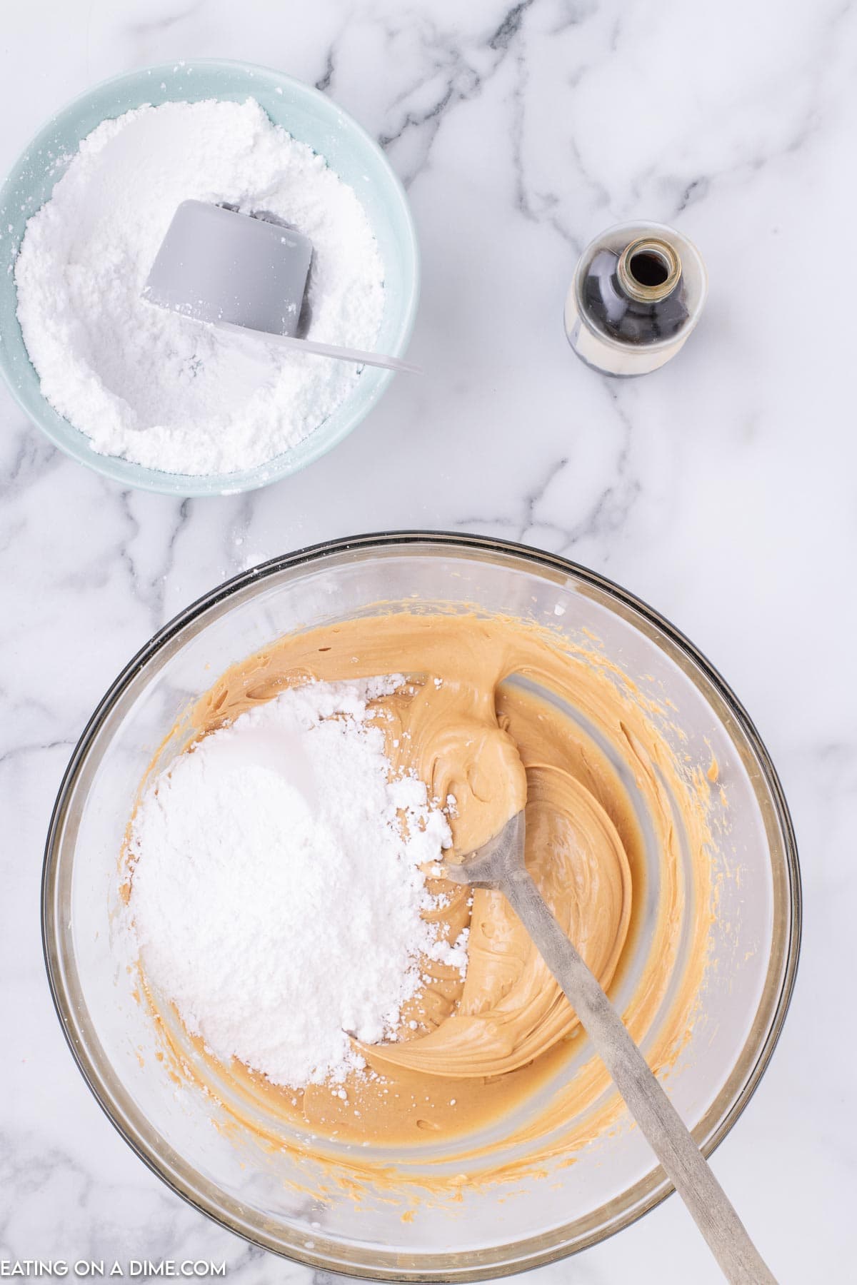 Powdered sugar mixed into the peanut butter mixture 