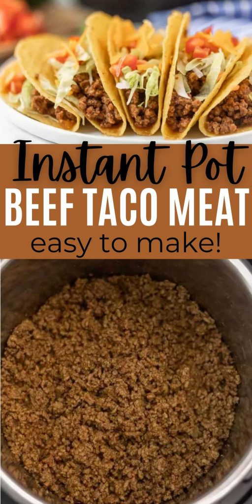 You must try making ground beef tacos in an instant pot. It is quick and easy to make pressure cooker taco meat with ground beef that doesn't require browning first. This easy instant pot taco meat can easily be made with frozen meat too.  #eatingonadime #tacorecipes #instantpotrecipes #pressurecookerrecipes 
