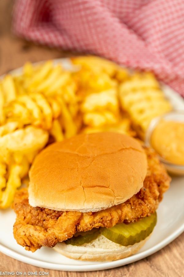 Chick-fil-a Spicy Chicken Sandwich  on a plate. 