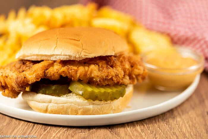 Chick-fil-a Spicy Chicken Sandwich  on a plate. 