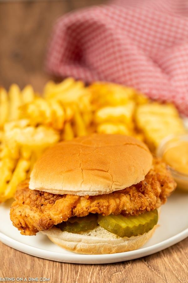 Chick-fil-a Spicy Chicken Sandwich  on a plate. 
