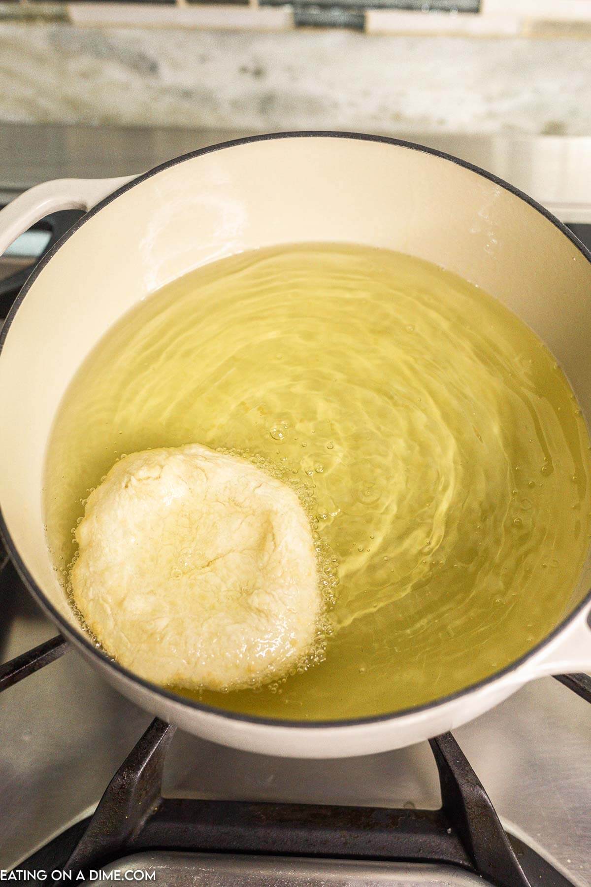Frying dough in the hot oil