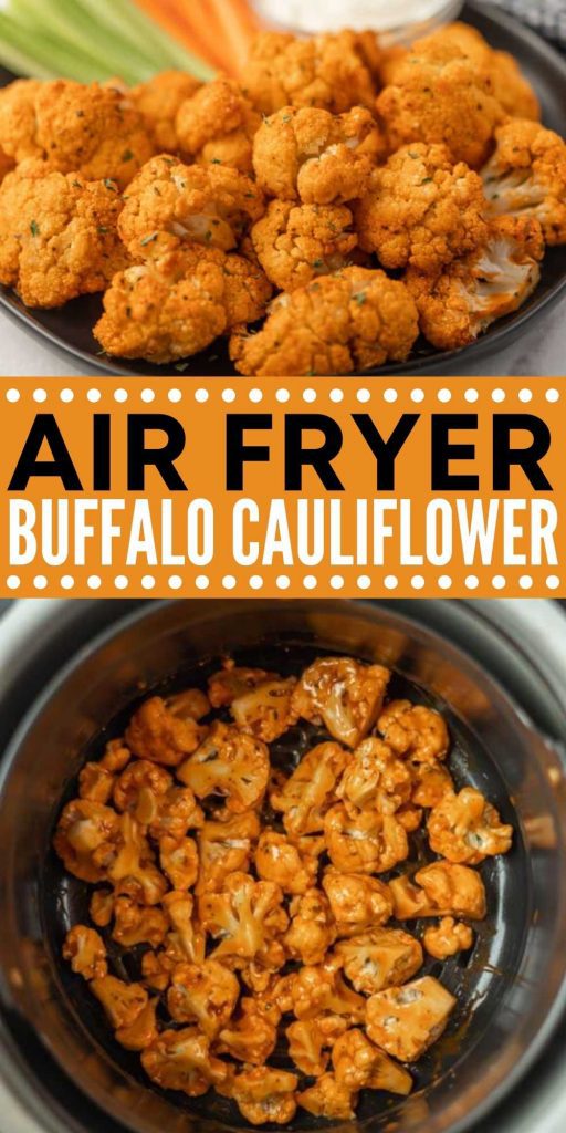 Air Fryer Buffalo Cauliflower is an easy 3 ingredient air fryer appetizer that tastes like Buffalo Chicken Wings. If you like spicy snacks, you're going to love this easy air fryer recipe that is easy to make.  You’ll love this easy air fryer buffalo ranch cauliflower recipe.  #eatingonadime #airfryerrecipes #ketorecipes #lowcarbrecipes 
