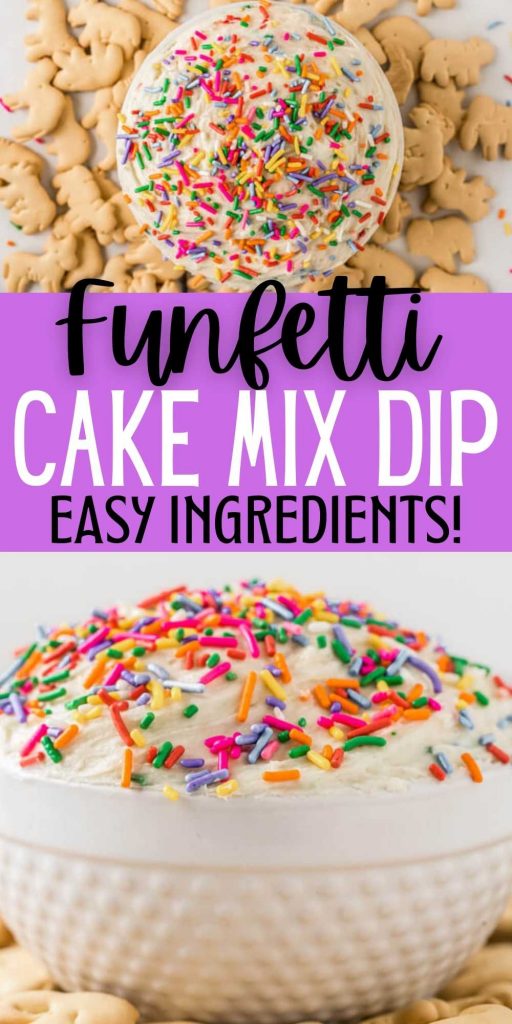 This Funfetti Dip Recipe is the perfect dip for any occasion. Very easy ingredients and no baking involved means this dip is easy to make. You are going to love this easy dessert dip with cream cheese.  #eatingonadime #dessertdips #nobakedesserts #easydesserts 
