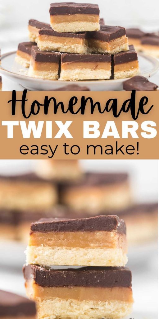 Homemade Twix Bars are easy to make are full of amazing caramel and chocolate – just like a Twix Bar . Everyone will love them! These shortbread Twix Bars have 3 delicious layers and everyone love them too! #eatingonadime #twixbars #barrecipes #chocolate #caramel 
