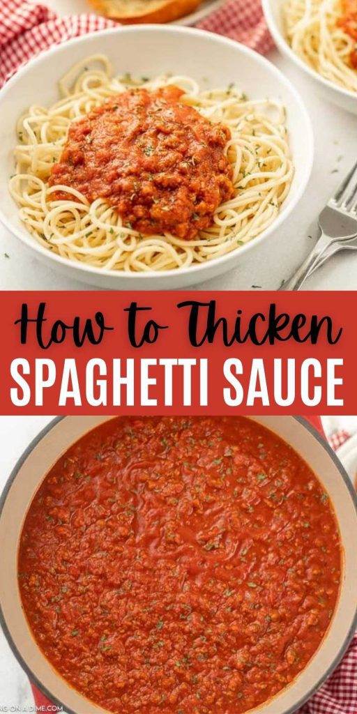 If your homemade spaghetti sauce isn't thick, try these methods on How to Thicken your Spaghetti Sauce. These are the best prefer methods.  Learn how to thicken homemade spaghetti sauce without tomato paste.  You will love these simple tips.  #eatingonadime #cookingtips #kitchentips #howto #spaghetti 
