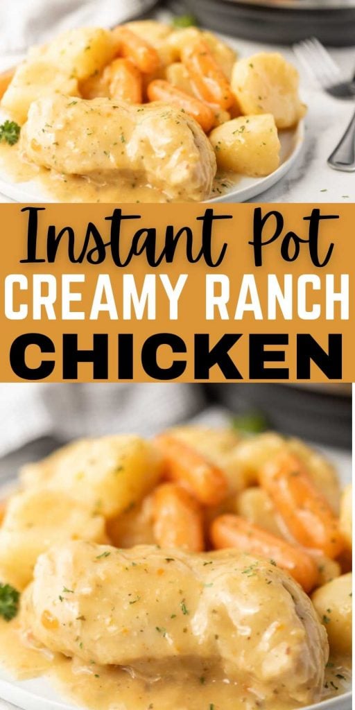 Creamy Ranch Chicken Instant Pot Recipe is ready in minutes. Dinner is easy when you make this Creamy ranch chicken pressure cooker recipe. #eatingonadime #instantpotrecipes #pressurecookerrecipes #chickenrecipes 
