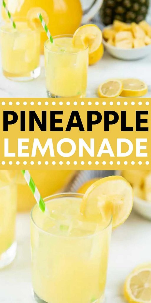 This Pineapple Lemonade Recipe is so refreshing and you only need 3 ingredients. It is the perfect drink for Summer and so easy. You love this easy pineapple lemonade punch that greats for a party too!  #eatingonadime #drinkrecipes #partyrecipes #pineapplerecipes #lemonaderecipes 
