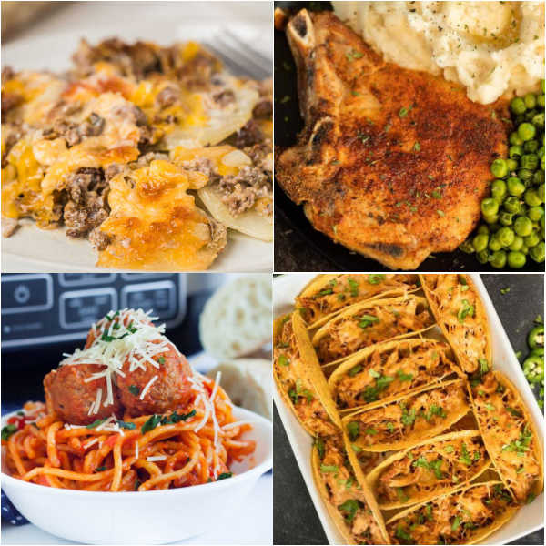 57 Sunday dinner ideas to give you inspiration for delicious and easy meals that your entire family will love. Gather the family and bring back Sunday dinner with these meal ideas that include healthy recipes and comfort foods too. #eatingonadime #familydinners #sundaydinners #easydinners 
