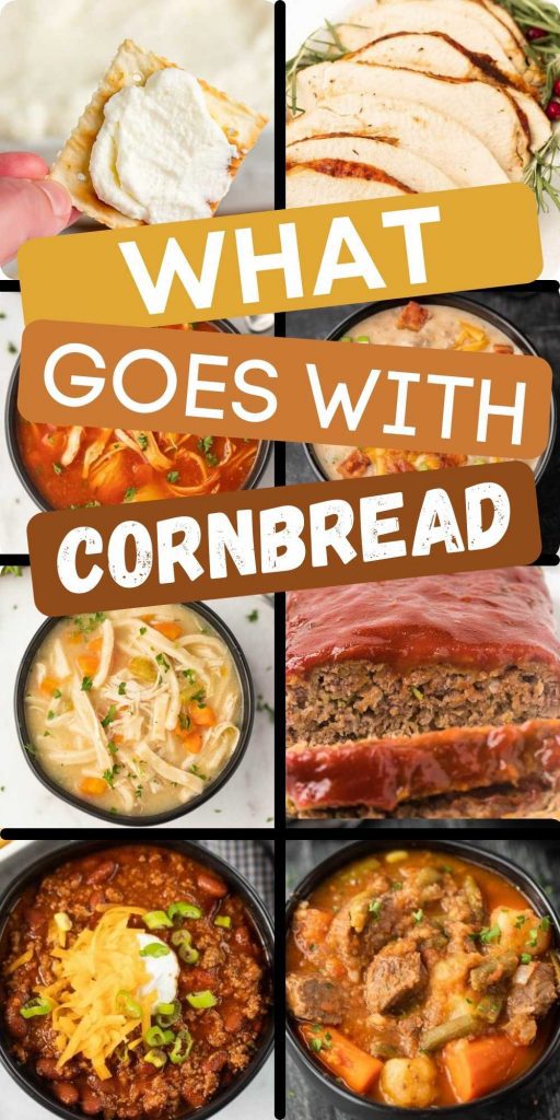 From tasty sides to hearty main dishes, we have delicious recipes to try with cornbread. Learn what goes with cornbread. All of these recipes go good with cornbread.  If you love cornbread, you’ll love these recipes.  #eatingonadime #cornbread #sidedishes 
