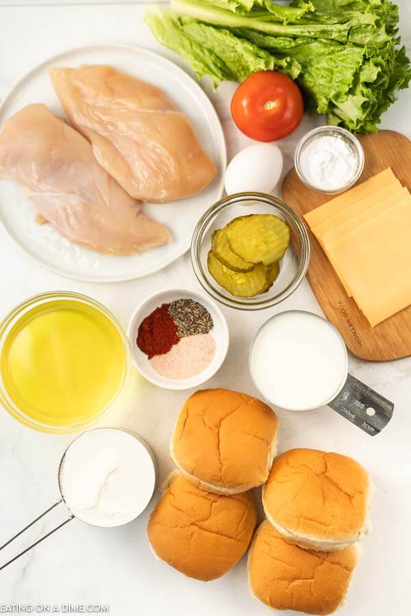 Ingredients for Chick-fil-a Deluxe Chicken Sandwich.
