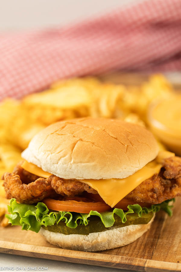 Chick-fil-a Deluxe Chicken Sandwich on platter. 