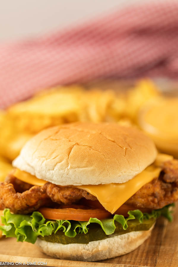 Chick-fil-a Deluxe Chicken Sandwich on platter. 