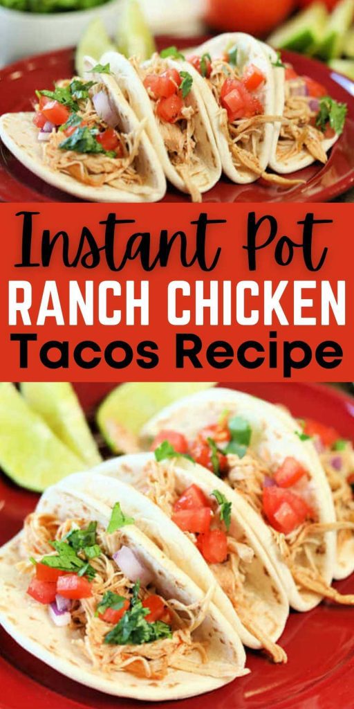 Get dinner on the table fast with Instant Pot Chicken Ranch Tacos Recipe. You only need 4 ingredients for Easy Chicken Cool Ranch Tacos recipe. These chicken tacos made with a Ranch seasoning packet are packed with flavor and are super easy to make in an instant pot too.  #eatingonadime #instantpotrecipes #chickenrecipes #tacorecipes 
