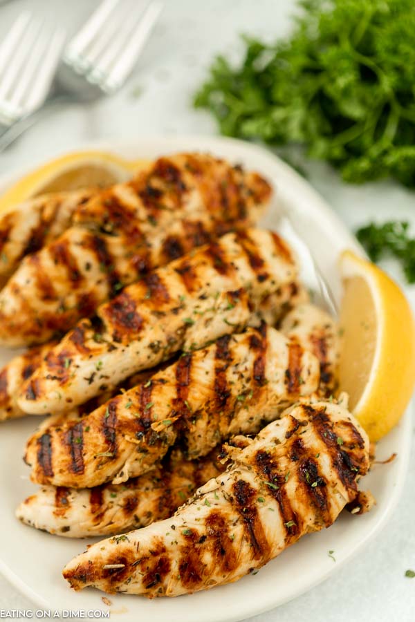 Grilled Chicken Tenders on a plate.