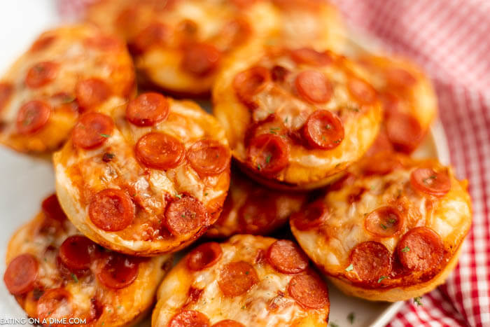 Close up image of pepperoni pizza cupcakes