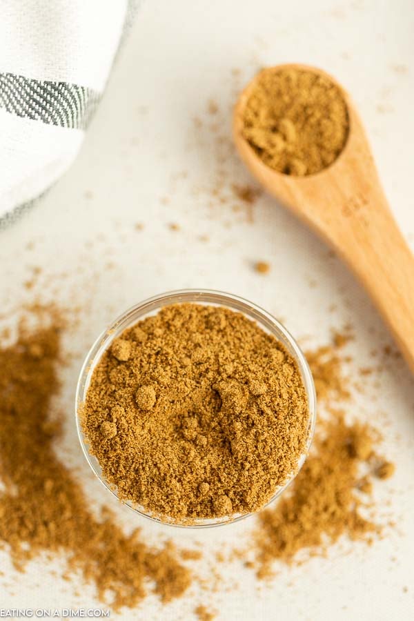 Close up image of Ground Cumin in a jar with cumin in a teaspoon. 