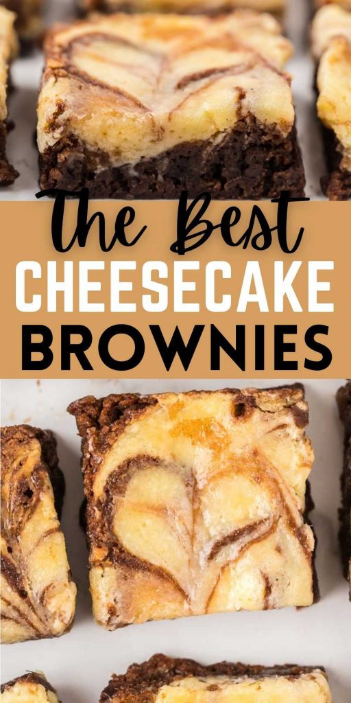 Easy Cheesecake Brownies Recipe is decadent brownies that are swirled with cheesecake to make an amazing treat. This recipe is delicious! You will love this easy to make cheesecake brownies with a brownie mix!  This is the best easy dessert recipe.  #eatingonadime #dessertrecipes #brownierecipes #cheesecakerecipes #easydesserts 
