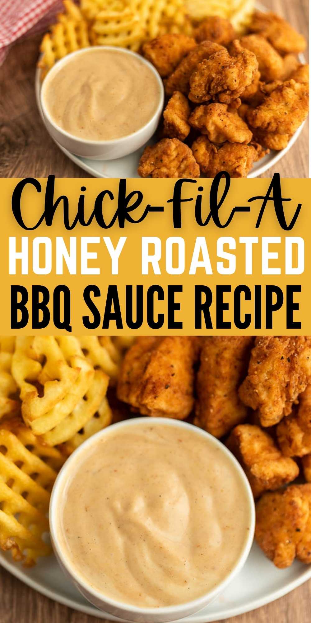 It only takes 4 ingredients to make this Chick-Fil-A Honey Roasted BBQ Sauce Recipe. It is easy to make and now you can make it at home. You will love this simple copycat Honey Roasted BBQ Sauce Chick-Fil-A recipe. #eatingonadime #copycatrecipes #chickfilarecipes #saucerecipes #honeyroastedBBQsauce 
