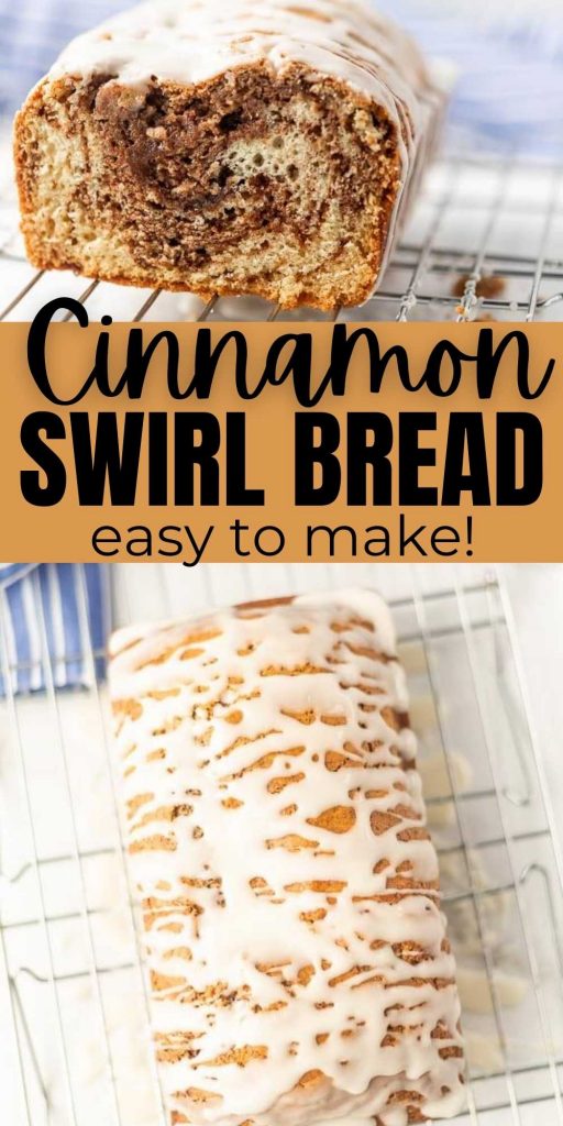 Cinnamon Swirl Bread Recipe is perfect for breakfast, brunch or dessert. Make this Cinnamon Swirl quick bread! Your family will love this easy cinnamon swirl bread recipe.  #eatingonadime #breadrecipes #breakfastrecipes #cinnamonrecipes 
