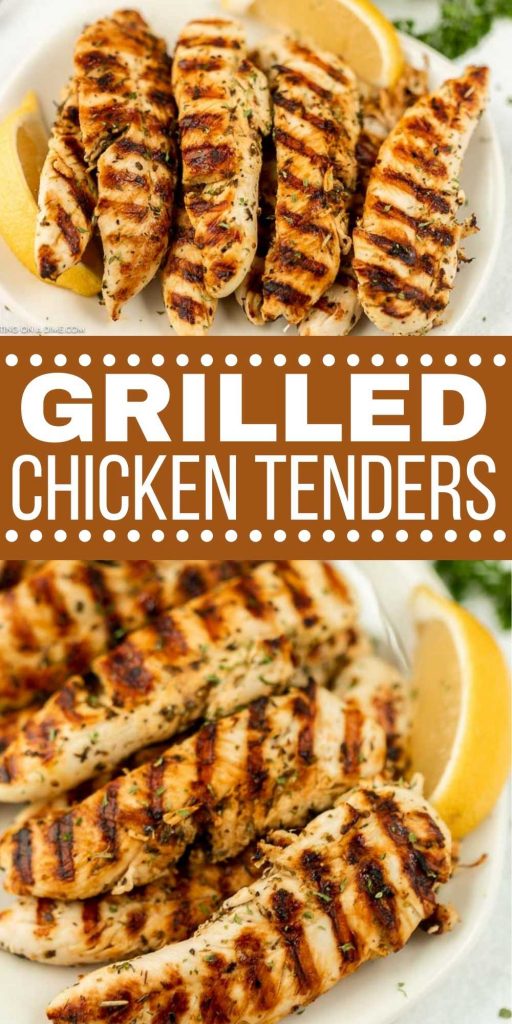 Grilled Chicken Tenders Recipe are a crowd pleaser and super simple to make too. These tenders taste amazing and are marinated with lemon juice and Italian seasoning. Check out these easy to make grilled chicken tenders with an easy marinade.  #eatingonadime #grillingrecipes #chickenrecipes 
