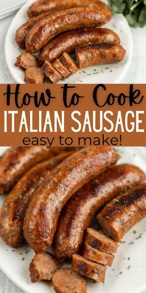 We will show you How to Cook Italian Sausage in multiple ways. These easy, simple steps will have you enjoying the hearty meat in no time. Learn how to cook Italian Sausage perfectly every time! #eatingonadime #sausagerecipes #italiansausages #easydinners 
