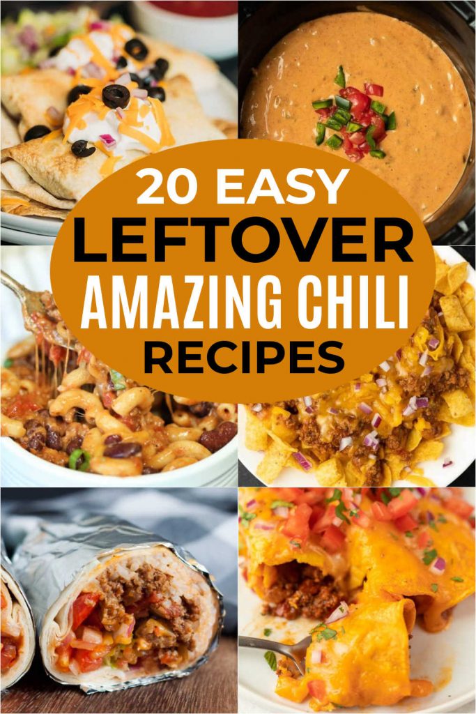 Try some of these easy leftover chili recipes to turn chili into another tasty dish. 23 recipes using leftover chili. You will love these easy recipes to make with leftover chili that are all delicious too! #eatingonadime #chili #leftovers #easyrecipes 
