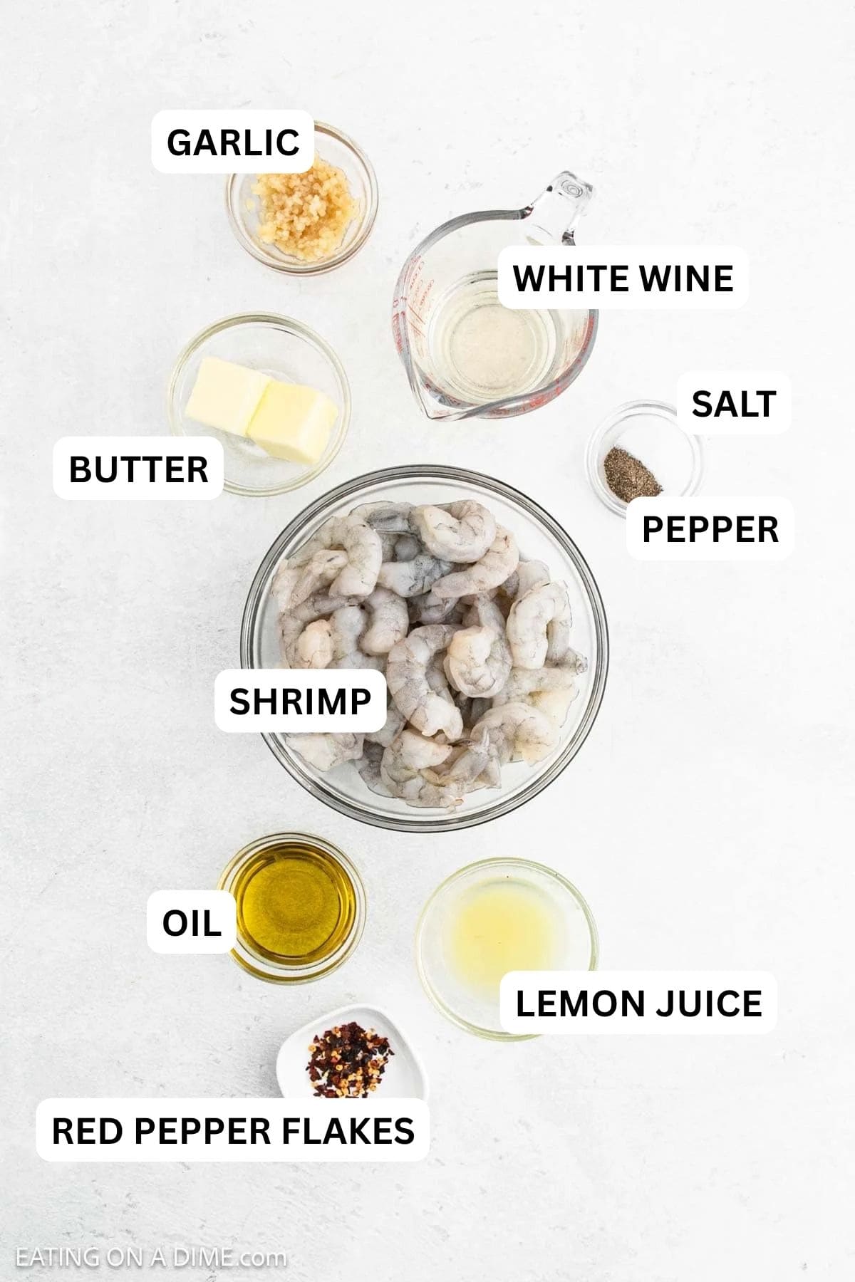 Ingredients needed for this recipe - Butter, shrimp, salt, pepper, garlic salt, lemon, chicken broth, parsley, parmesan cheese, pasta.