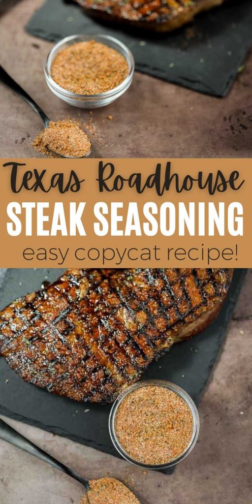 This Texas Roadhouse Seasoning Recipe is easy to make and tastes amazing too. Simple ingredients are needed to make this seasoning. Great for Steaks and Chicken. You will love this easy Texas Roadhouse Steak Seasoning Recipe.  #eatingonadime #seasoningrecipes #steakrecipes #copycatrecipes 
