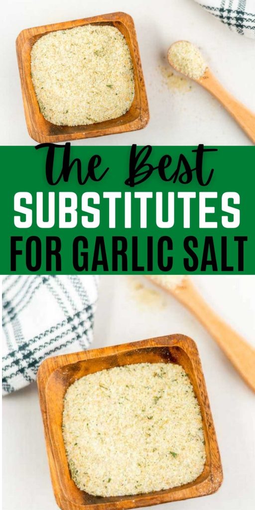 Garlic Salt is my favorite spice. These are the best substitutes when I am out of that savory garlic and salt combination. Check out the best garlic salt substitutions.  #eatingonadime #garlic #garlicsalt #substitutions #ingredientsubstitutions   
