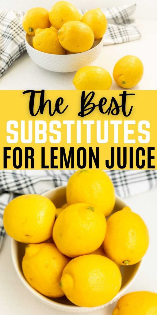 These tips will help you choose The Best Substitute for Lemon Juice. Whether you are cooking or baking making the right choice is important. #eatingonadime #lemonjuice #lemons #substitutions #substitutes 
