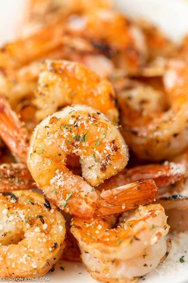 Overview of shrimp on a plate.  