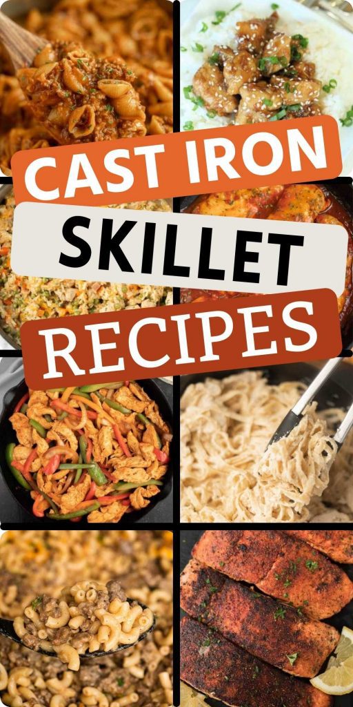 The Best Cast Iron Skillet recipes perfect for busy weeknights. Try these 47 easy skillet recipes sure to impress the entire family. You will love these easy skillet recipes that include healthy, beef, chicken, pasta and dessert options too.  #eatingonadime #castiron #skillet #skilletrecipes 
