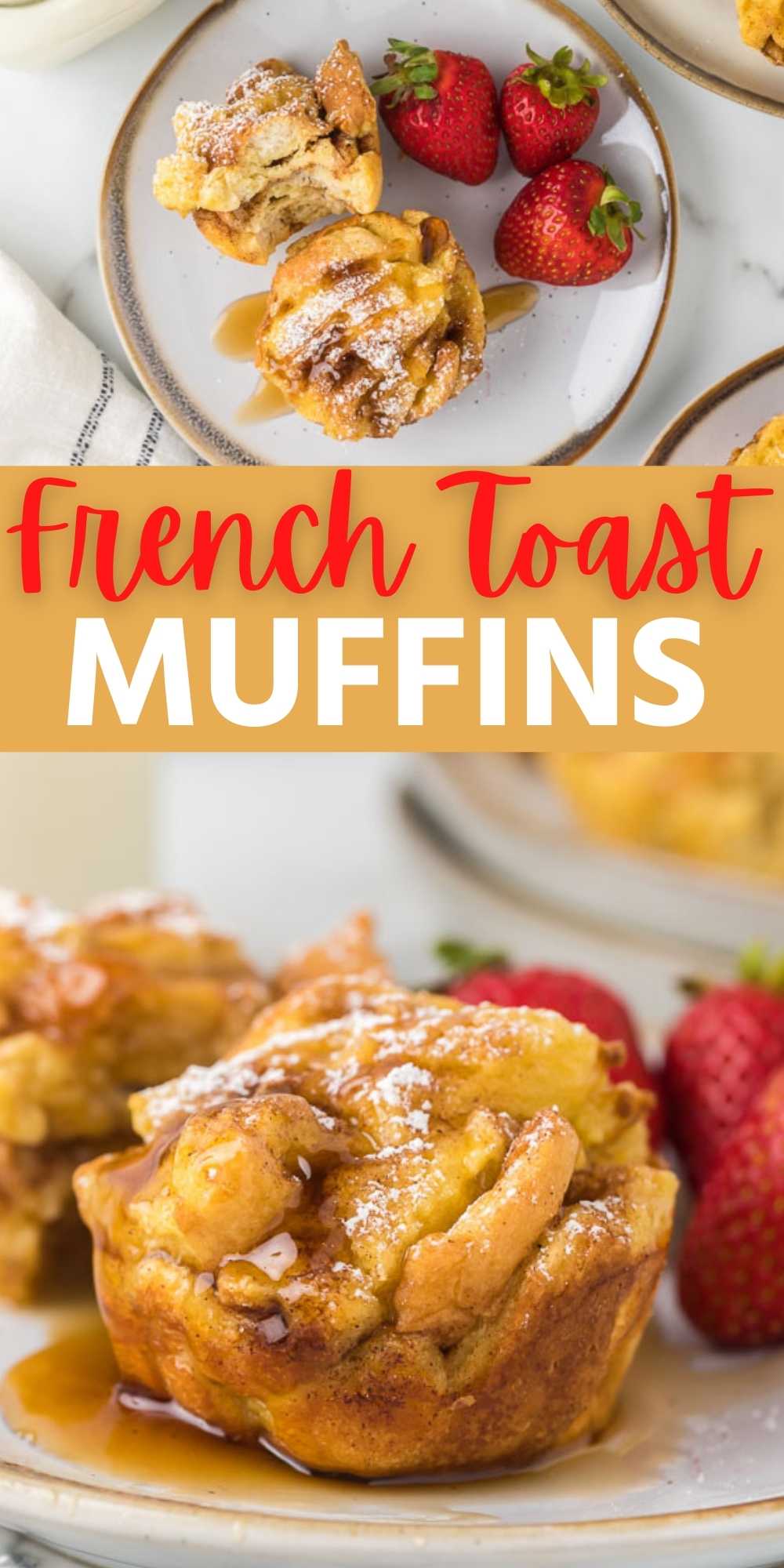 Do you love baked french toast? Try easy french toast muffins recipe. Get all the flavors of french toast with easy french toast muffins that are made in the oven.  You will love this easy breakfast recipe.  #eatingonadime #breakfastrecipes #frenchtoast 